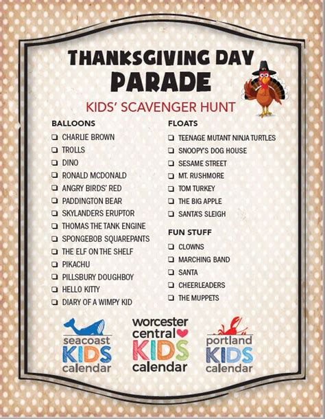 Macy's Parade Scavenger Hunt Printable