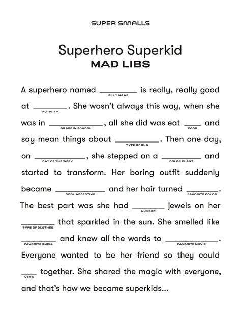 Mad Libs Printable Free