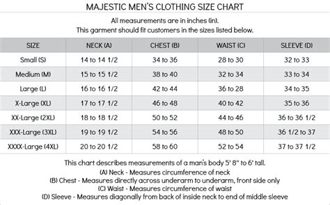 Majestic Filatures Size Chart