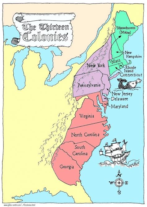 Map Of 13 Original Colonies Printable