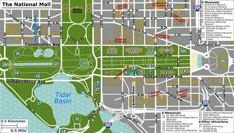 Map Of National Mall Washington Dc Printable