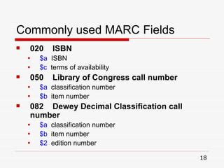 Marc Cataloging Fields Dewey Decimal Call Number