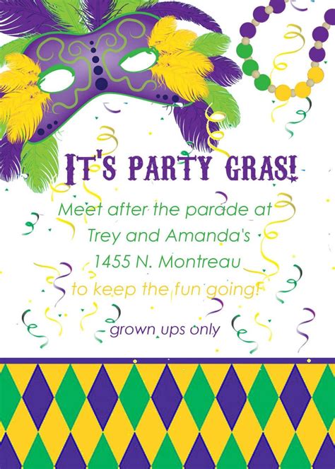 Mardi Gras Invitation Template Free
