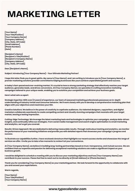Marketing Letter Template