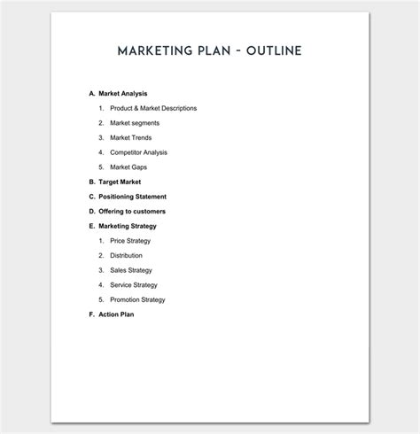 Marketing Plan Outline Template