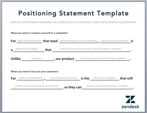 Marketing Positioning Statement Template