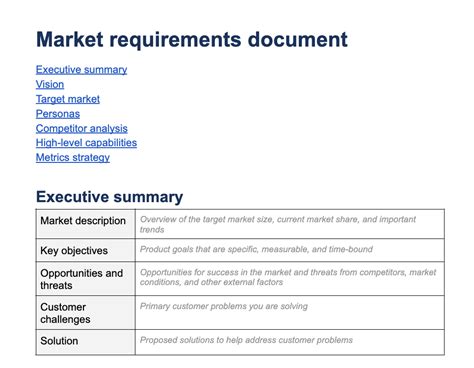 Marketing Requirements Document Template