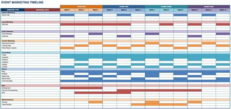 Marketing Timeline Template Excel