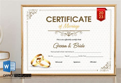 Marriage Certificate Template Word