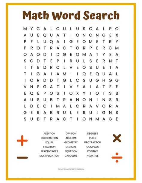 Math Word Search Puzzles Printable