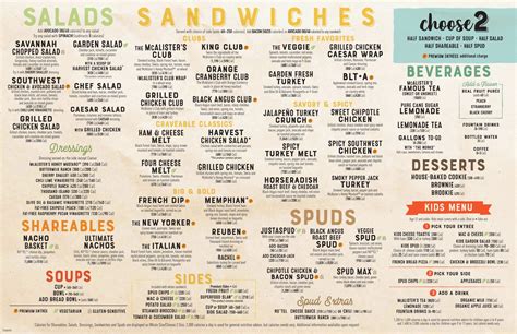 Mcalister's Printable Menu