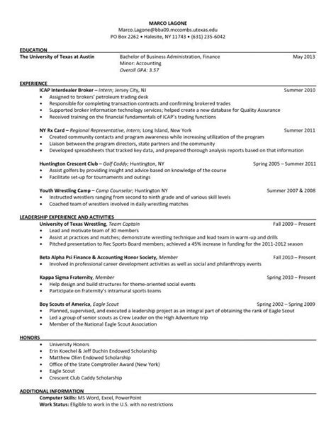 Mccombs Bba Resume Template