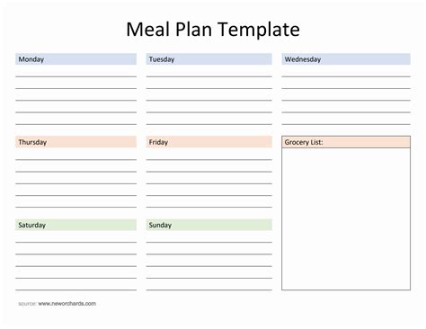 Meal Plan Template Free Editable