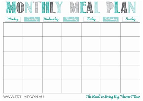 Meal Planning Calendar Template