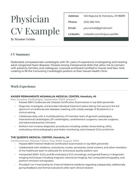 Medical Cv Examples And Templates