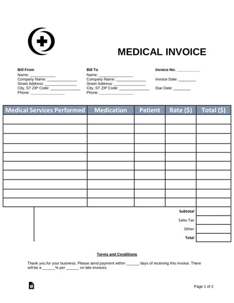 Medical Invoice Template Word