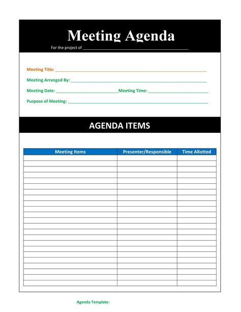 Meeting Agendas Template