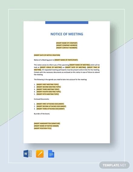 Meeting Notice Template