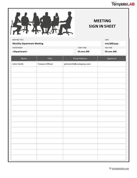 Meeting Sign In Sheet Printable