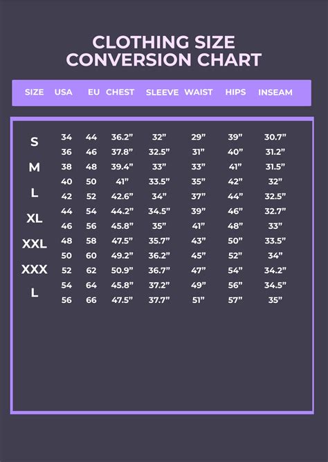 Men's Size Chart Us