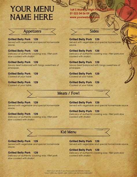 Menu Templates For Word
