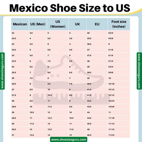 Mexico Shoe Size Chart To Us