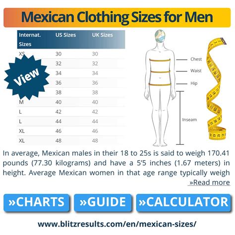 Mexico Size Chart Clothes