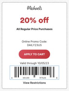 Michaels 20 Off Printable Coupon