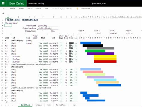 Microsoft Excel Gantt Chart Template