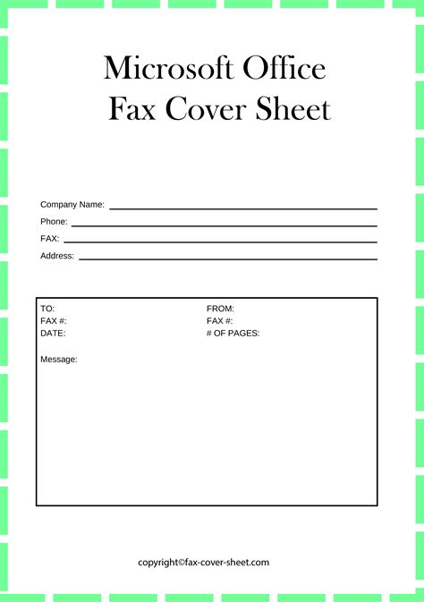 Microsoft Office Fax Cover Sheet Template