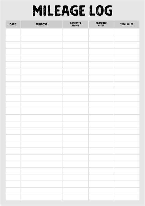 Mileage Sheet Template
