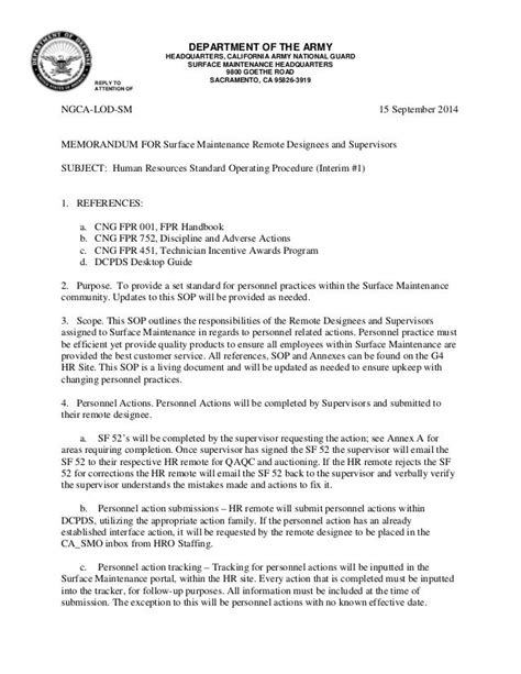 Military Sop Template