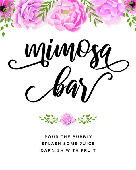 Mimosa Bar Sign Free Printable