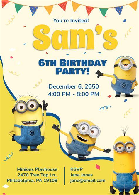 Minion Birthday Party Invitations Templates Free