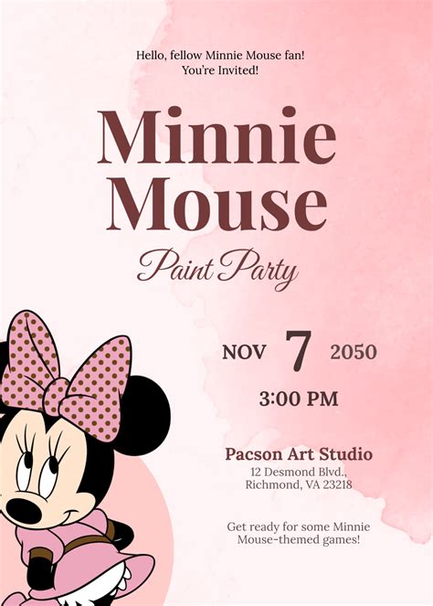 Minnie Mouse Invitation Template Free