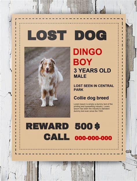 Missing Dog Template Poster
