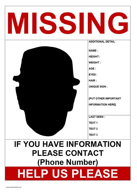 Missing Person Ad Gimp Template Phone Number Tear Off
