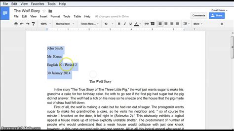 Mla Google Docs Template