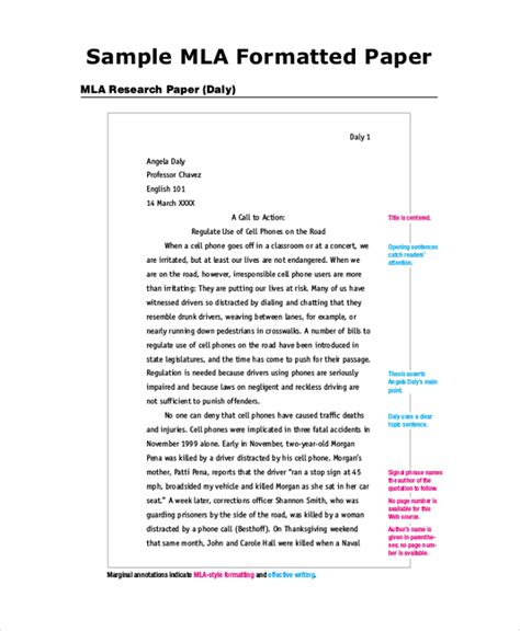 Mla Research Paper Format Template