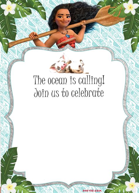 Moana Birthday Invitations Template Free