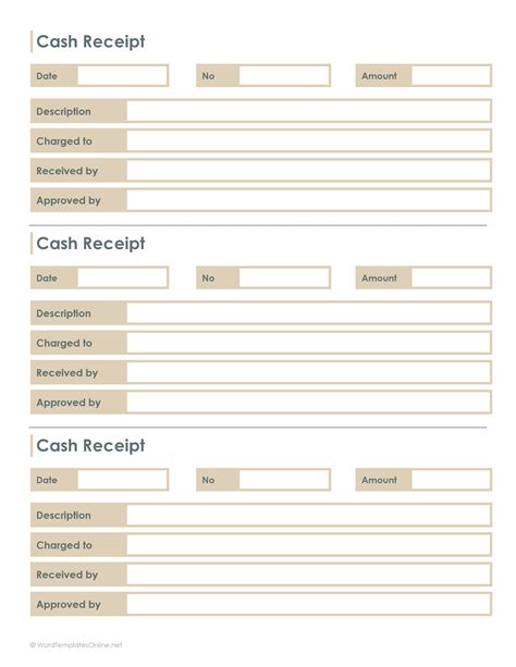 Money Receipt Template Free