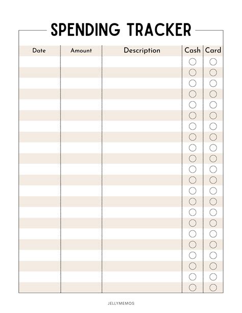 Money Tracker Printable