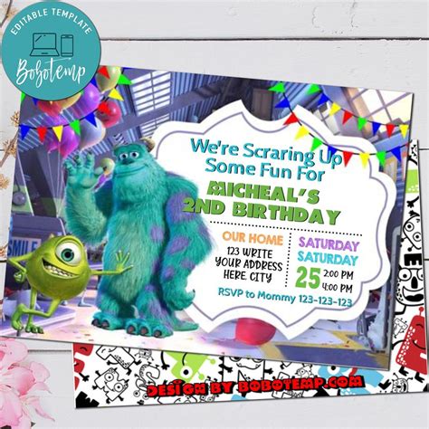 Monsters Inc Invitations Templates
