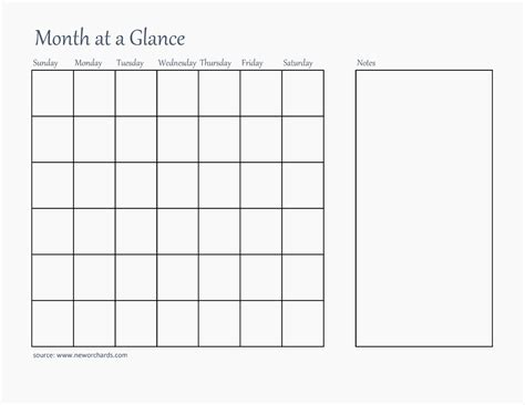 Month At A Glance Free Printable