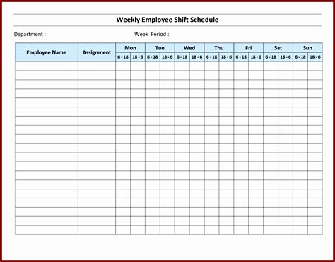 Monthly Staff Schedule Template Excel
