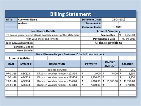 Monthly Statement Template