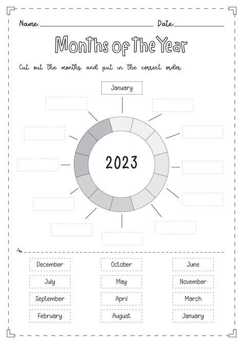 Months Of The Year Cut And Paste Printable