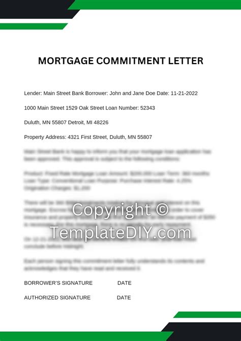 Mortgage Commitment Letter Template