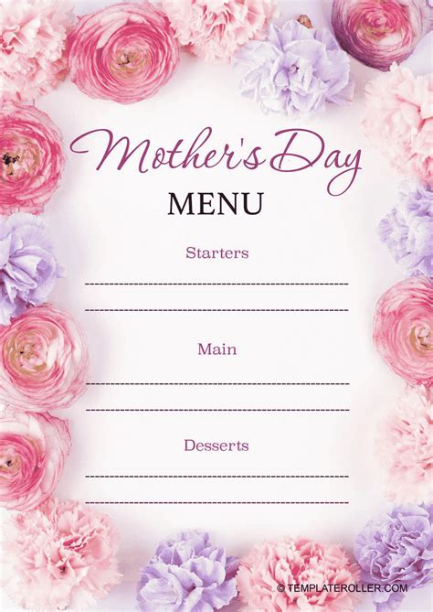 Mother's Day Menu Template