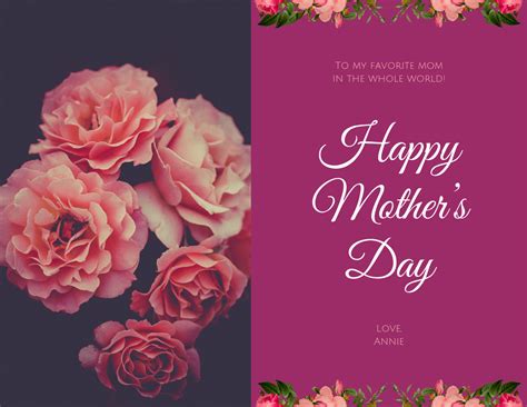 Mothers Day Card Word Template